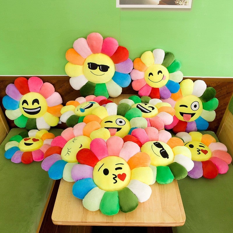 Cute Colorful Sunflower Plush Cushion Toy with Expressions - Image 4
