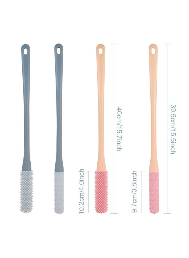 Caltero Foot Scrubber with Long Handle, 15.7 cm Silicone Brush for Shower, Soft Skin Exfoliation, Pack of 2 - Image 2