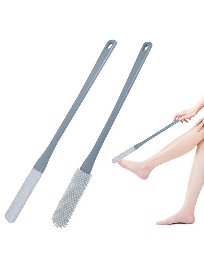 Caltero Foot Scrubber with Long Handle, 15.7 cm Silicone Brush for Shower, Soft Skin Exfoliation, Pack of 2 - Image 1