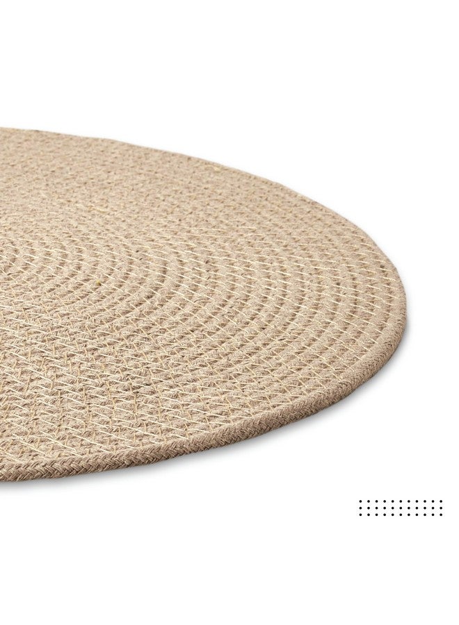 Encasa XO Dining Table Mats Set of 2 | Cotton Round Placemat - 33 cm Diameter | Beige | Handmade Rib Style - Image 5