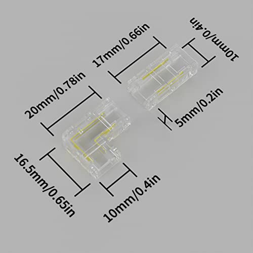 PAUTIX 8mm COB Connector 8pcs L-Shaped/Corner Connector,Unwired Clips Solderless Adapter Terminal Extension Connection,2pcs Transparent Gapless Connectors for 2-Pin COB LED Strip Lights,NOT for 10mm - Image 4