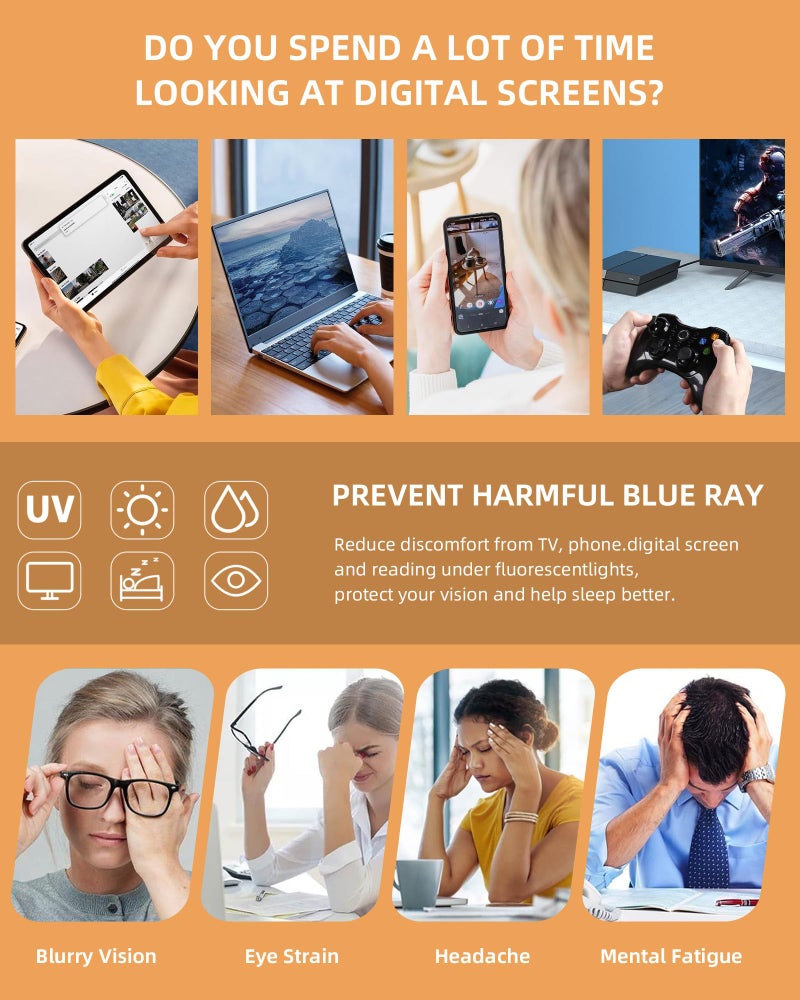 JM 5 Pack Oval Reading Glasses for Women, Trendy Blue Light Blocking Computer Readers with Spring Hinges + 2.50 - Image 5