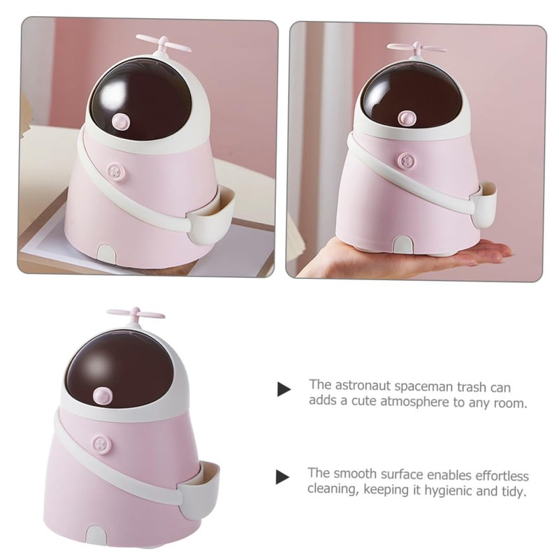 Astronaut Design Mini Trash Can Cute Desktop Waste Basket Plastic Storage For Office Dorm - Image 3