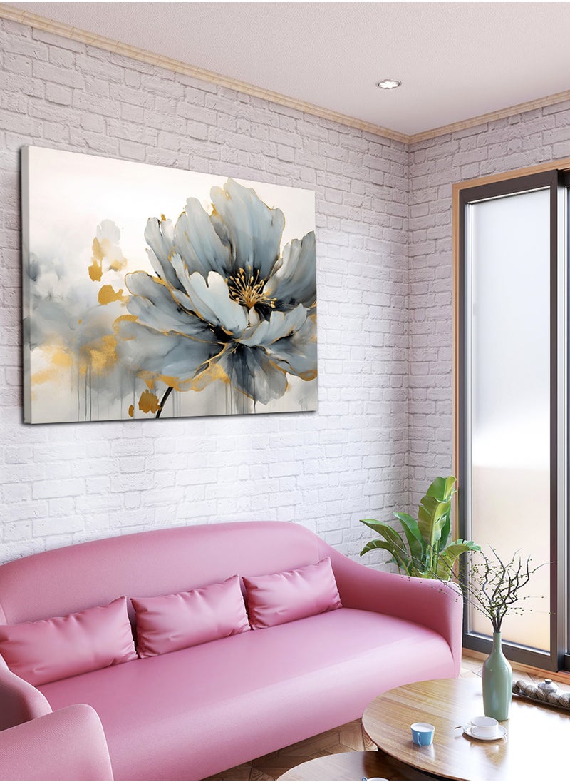 LOWHA - Canvas Wall Art Stretched Over Wooden Frame with Flower Painting - Image 1