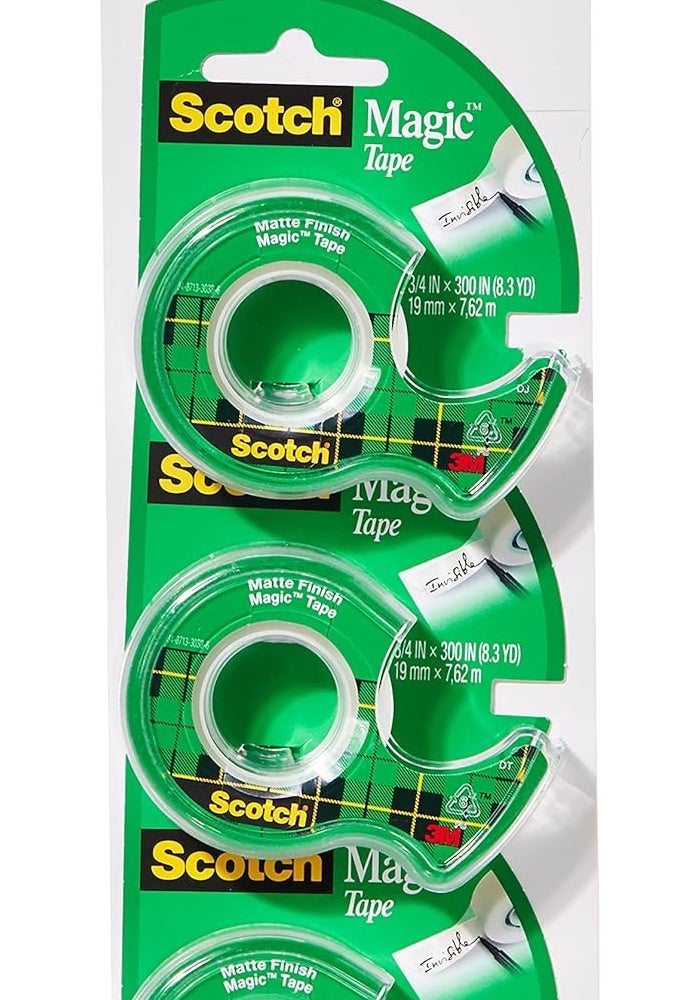 Scotch  Scotch® Magic™ Tape, 19 mm x 7.6 m, 3 Rolls on Handheld Dispenser - Image 1