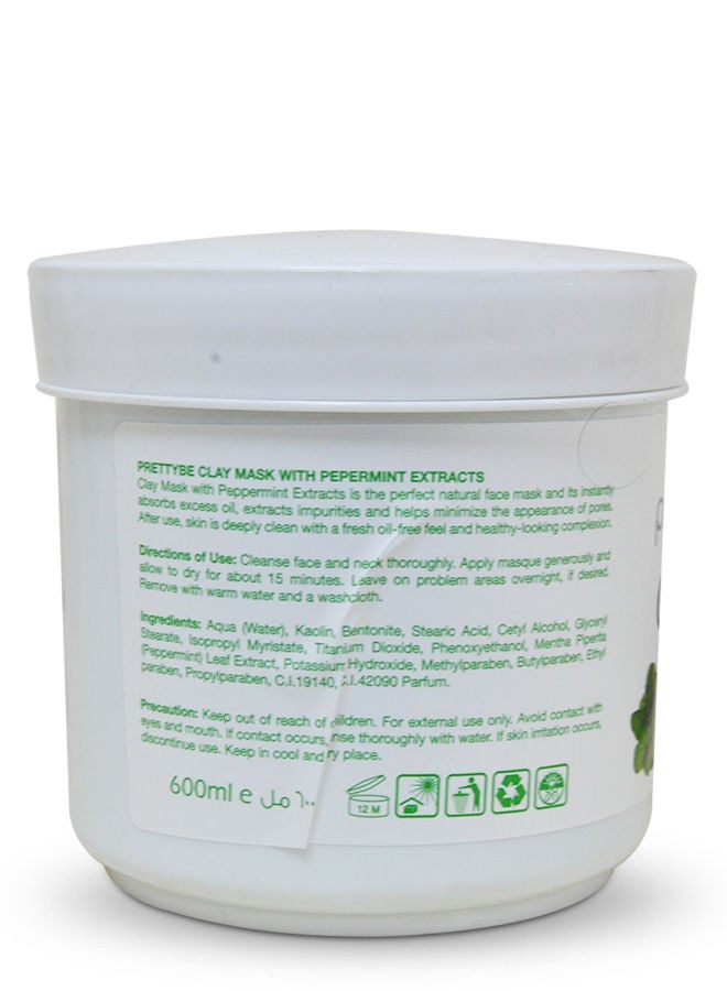 Pretty Be Clay Mask with Peppermint Leaf Extract 600ml - Image 2