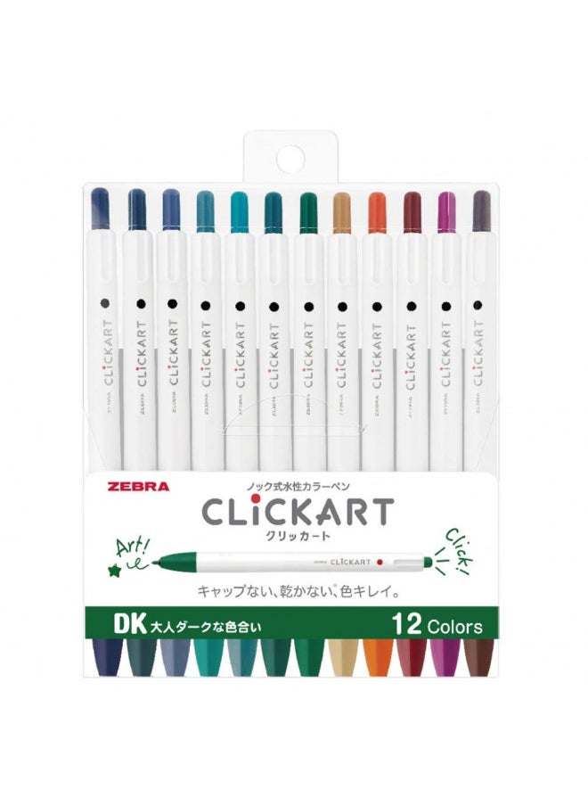 ZEBRA ZEBRA Clickart Water-Based Pen Calm Dark 12 Colors Set, Wyss22-12Cdk  - Image 1