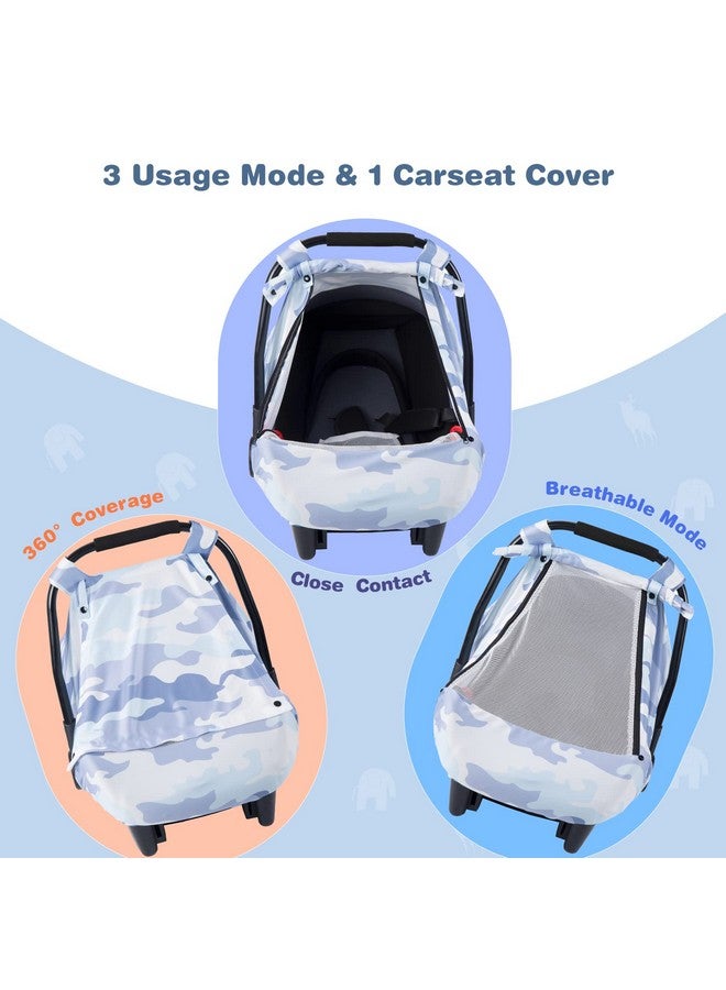 SMTTW Car Seat Cover for Babies, Stretchy Breathable Carseat Canopy with Peek Window, Multiuse Infant Stroller Cover for Baby Boys Girls, Privacy Sun Shade & Wind Protect for Summer (Camouflage) - Image 2