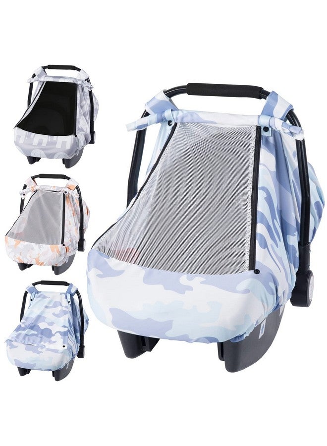 SMTTW Car Seat Cover for Babies, Stretchy Breathable Carseat Canopy with Peek Window, Multiuse Infant Stroller Cover for Baby Boys Girls, Privacy Sun Shade & Wind Protect for Summer (Camouflage) - Image 1