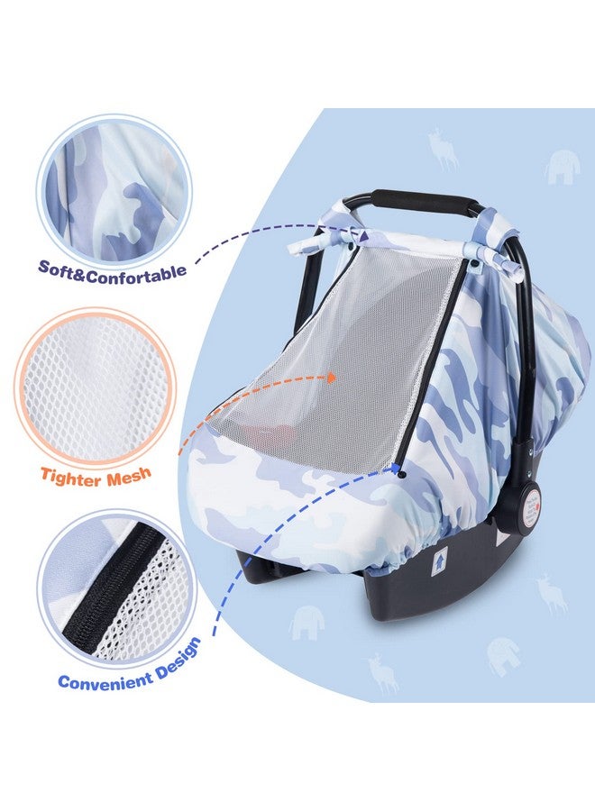 SMTTW Car Seat Cover for Babies, Stretchy Breathable Carseat Canopy with Peek Window, Multiuse Infant Stroller Cover for Baby Boys Girls, Privacy Sun Shade & Wind Protect for Summer (Camouflage) - Image 4