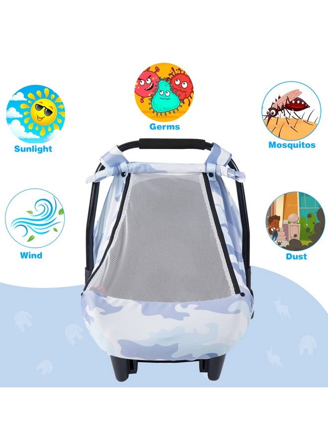 SMTTW Car Seat Cover for Babies, Stretchy Breathable Carseat Canopy with Peek Window, Multiuse Infant Stroller Cover for Baby Boys Girls, Privacy Sun Shade & Wind Protect for Summer (Camouflage) - Image 3
