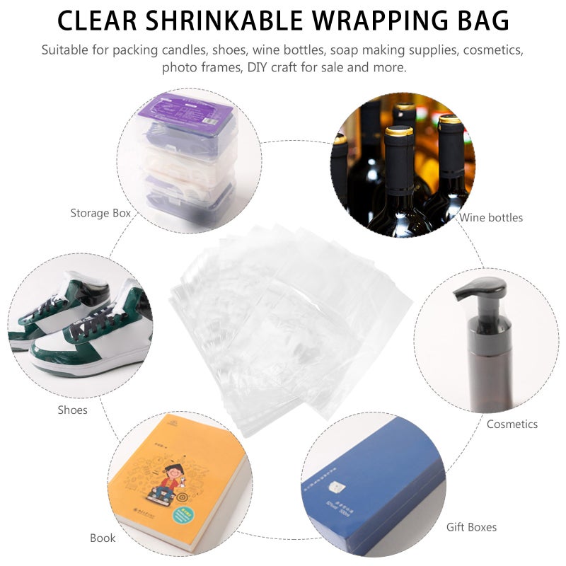 100pcs Heat Shrink Packaging Bags Transparent Heat Shrink Wrap Film for Packing - Image 4