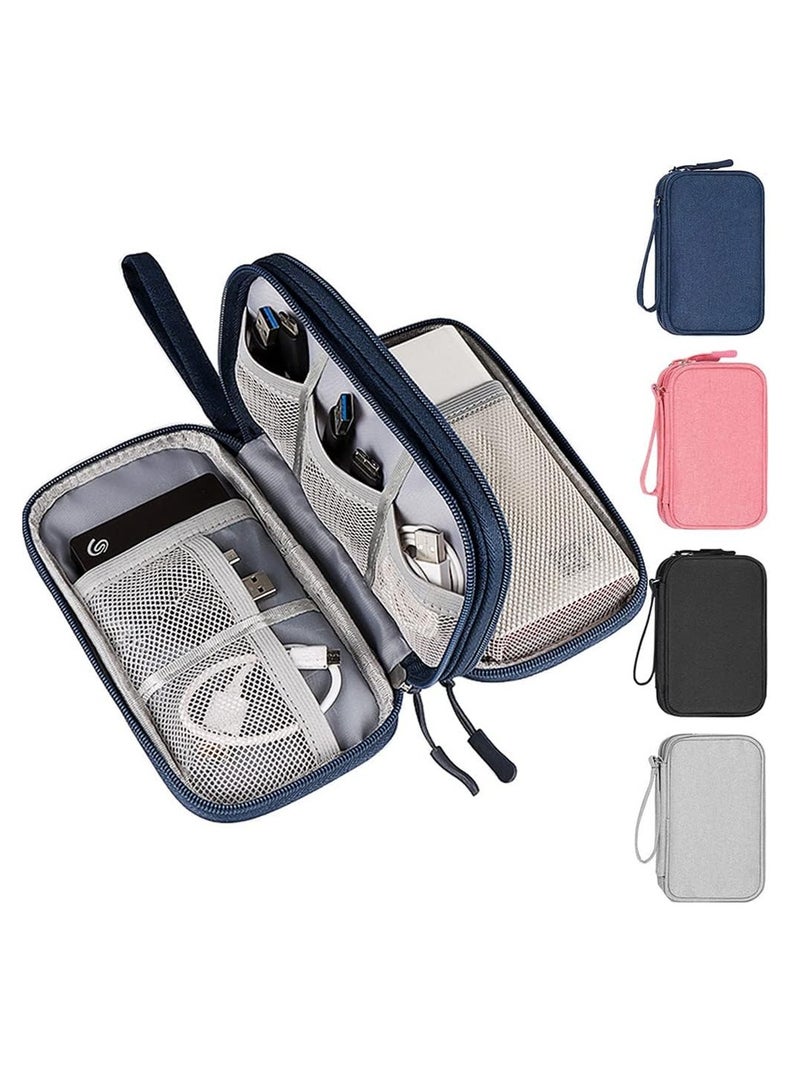 Mmmon Electronic Organizer,Travel Cable Organizer Bag Pouch Electronic Accessories Carry Case Portable Waterproof Storage Bag for Cable,Cord,Charger,Phone,USB,Hard Drive,SD Card,Earphone(Dark Blue)  - Image 2