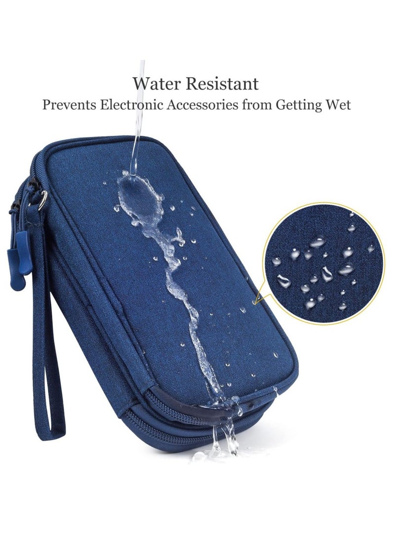 Mmmon Electronic Organizer,Travel Cable Organizer Bag Pouch Electronic Accessories Carry Case Portable Waterproof Storage Bag for Cable,Cord,Charger,Phone,USB,Hard Drive,SD Card,Earphone(Dark Blue)  - Image 4