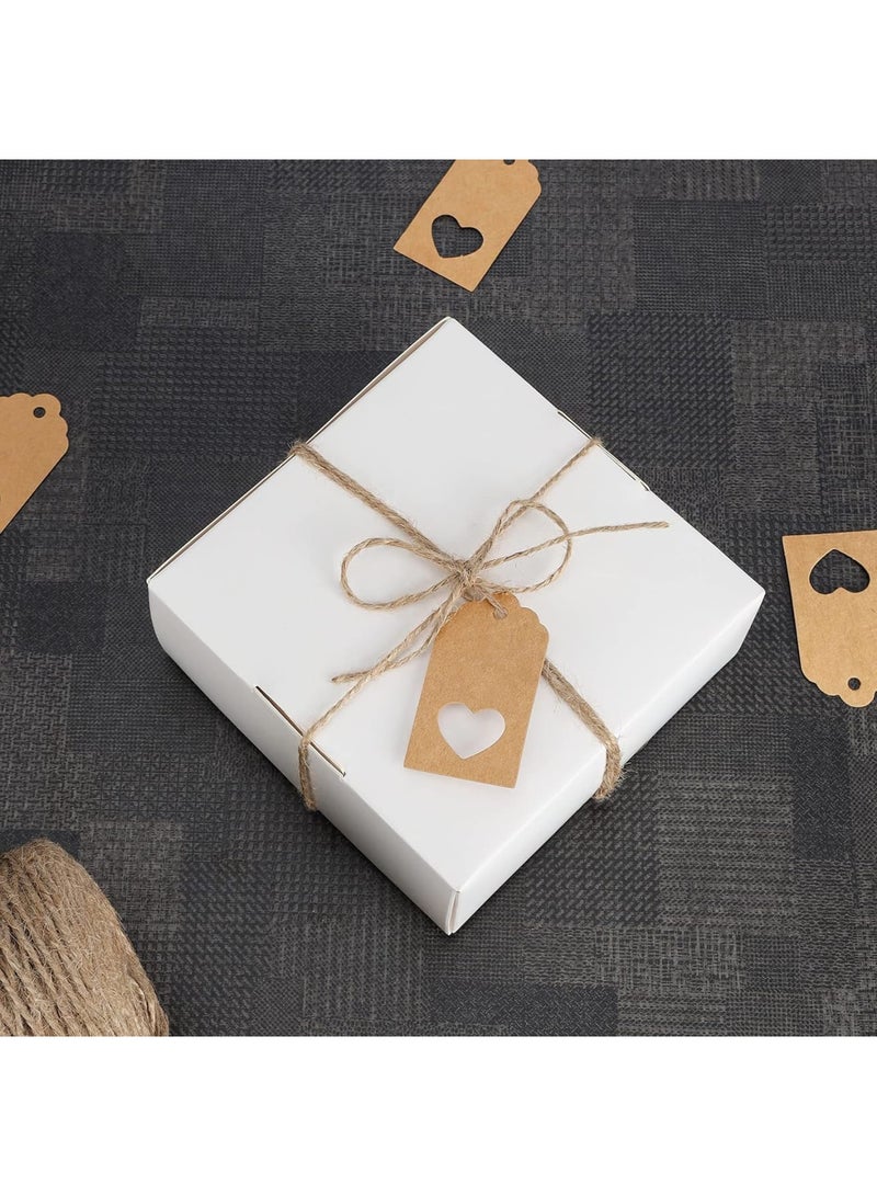 SOLARAE Kraft Paper Gift Tags, 100 Pack 1.18 x 2.2 Inches Brown Hanging Labels with Jute TWater String, Heart Cut Out Shape for Valentines, Wedding, Presents, DIY Crafts, Holiday, Birthdays - Image 5