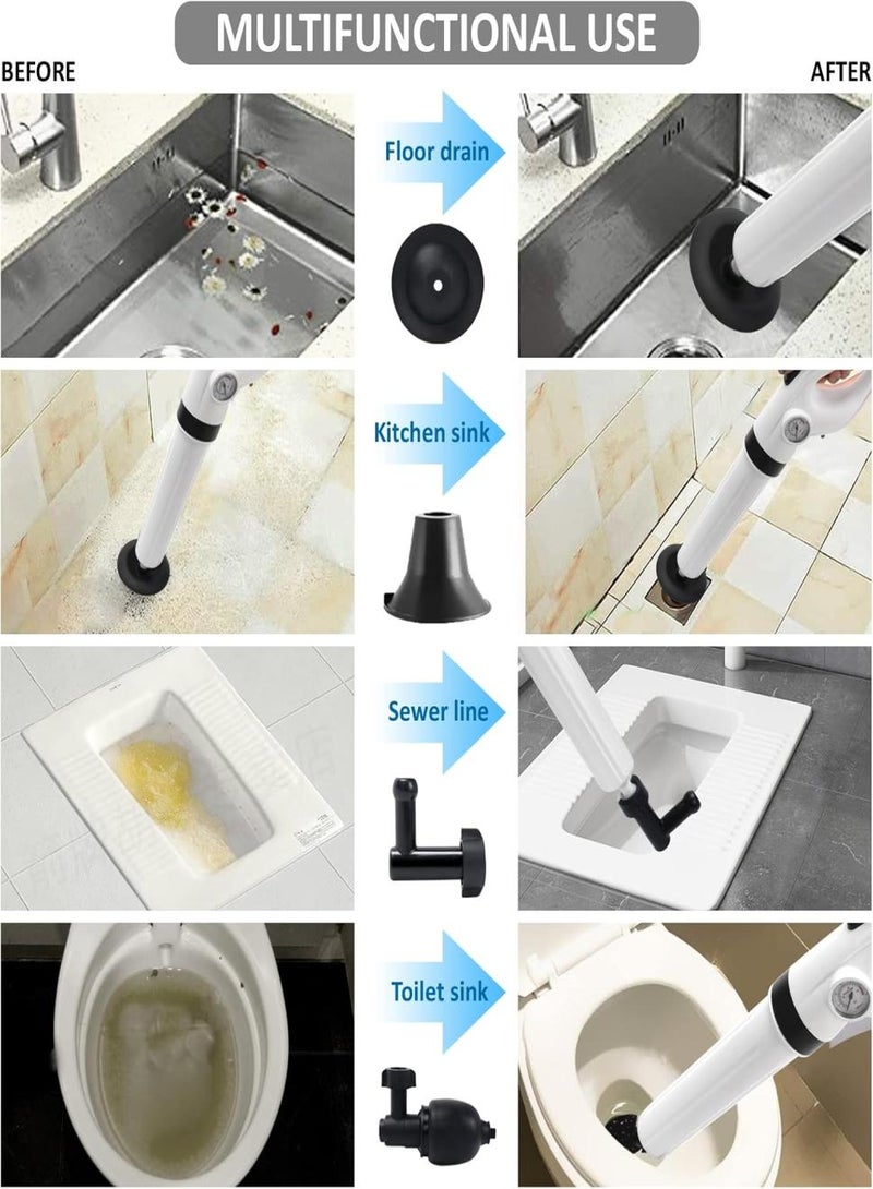 Alruht Toilet Plunger, Electric Toilet Clog Remover Drain Unblocker, High Pressure Air Drain Blaster, Cordless Powerful Pneumatic Dredge Unclogger Cleaner for Bathroom, Bathtub, Floor Drain, Sewer, Clogged Pipe - Image 5