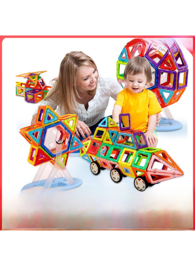 Pure Magnetic Piece Building Blocks Children's Magnet Magnetic Piece Puzzle Boys Girls Baby's Iron Piece Puzzle Assembled Toys-Color:100 Pure Magnetic Film Set [send Storage Box + Wheel + Ferris Wheel]]  - Image 2