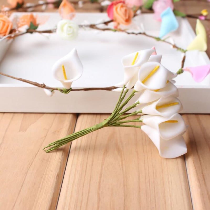 HOKPA Artificial Mini Calla Lily Flower Heads, Fake Floral Bouquet Head for Crafts Scrapbooking Garden Wedding DIY Making Bridal Garland Hair Clips Headbands Decoration (144pcs White) - Image 4