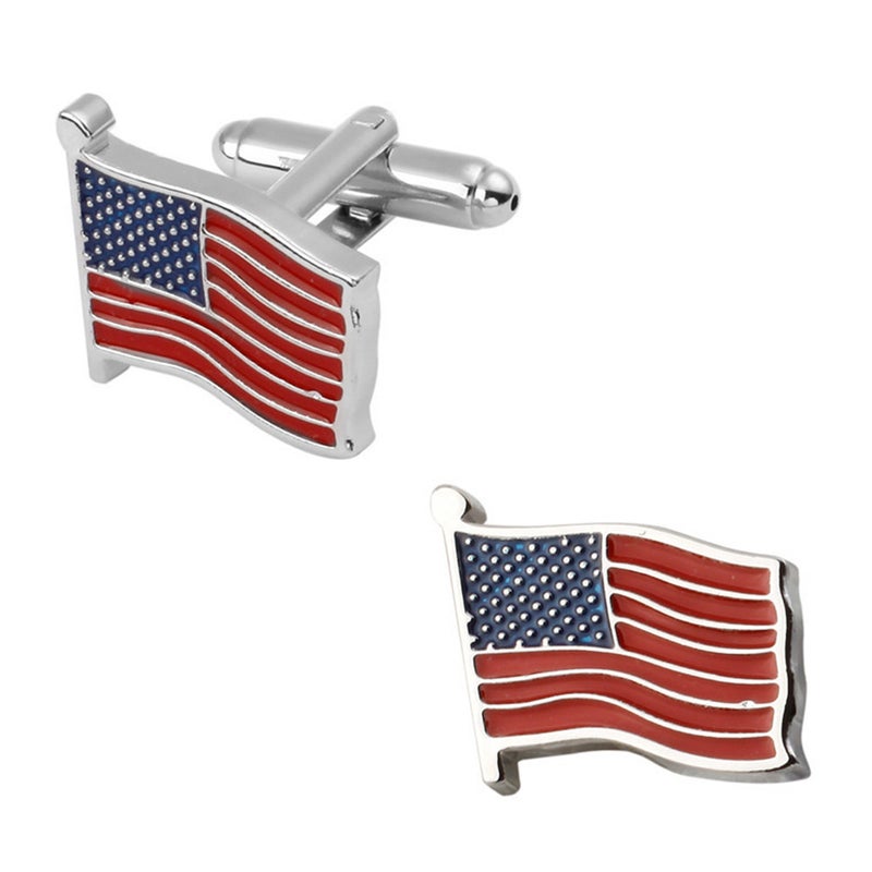 1 Pair American Flag Design Shirt Sleeve Decor Replacement Male Links - Image 2