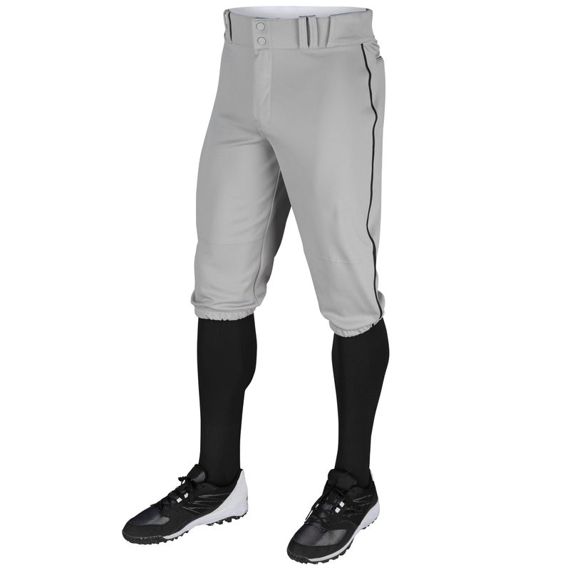CHAMPRO Boys Triple Crown Baseball Knickers with Braid Youth XLarge Grey with Black Pipe