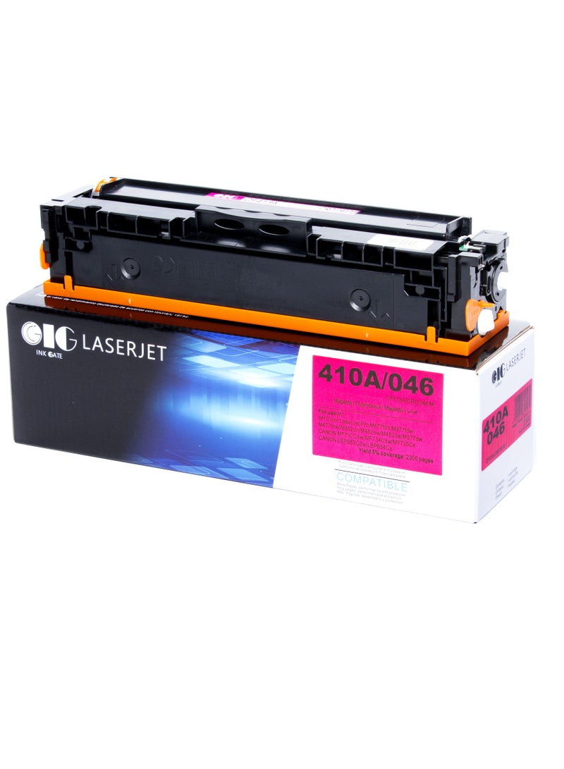 أي جي طقم كارتريدج حبر متوافق IG – CF410A (أسود)، CF411A (سماوي)، CF412A (أصفر)، CF413A (أرجواني) / CRG-046 – لطابعات HP M452، M477 – أسود: 2200 صفحة، الألوان: 2300 صفحة لكل لون - Image 5