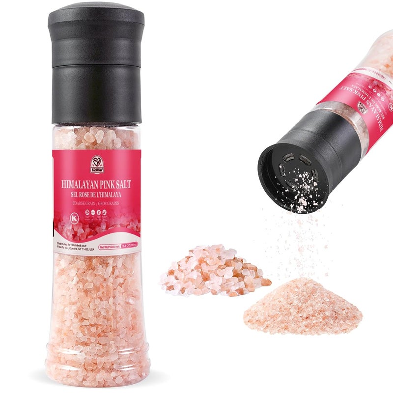 52USA Himalayan Pink Salt Grinder Set, 13.4oz (380g) Coarse Salt, Refillable Grinder Shakers with Adjustable Coarseness - Image 1