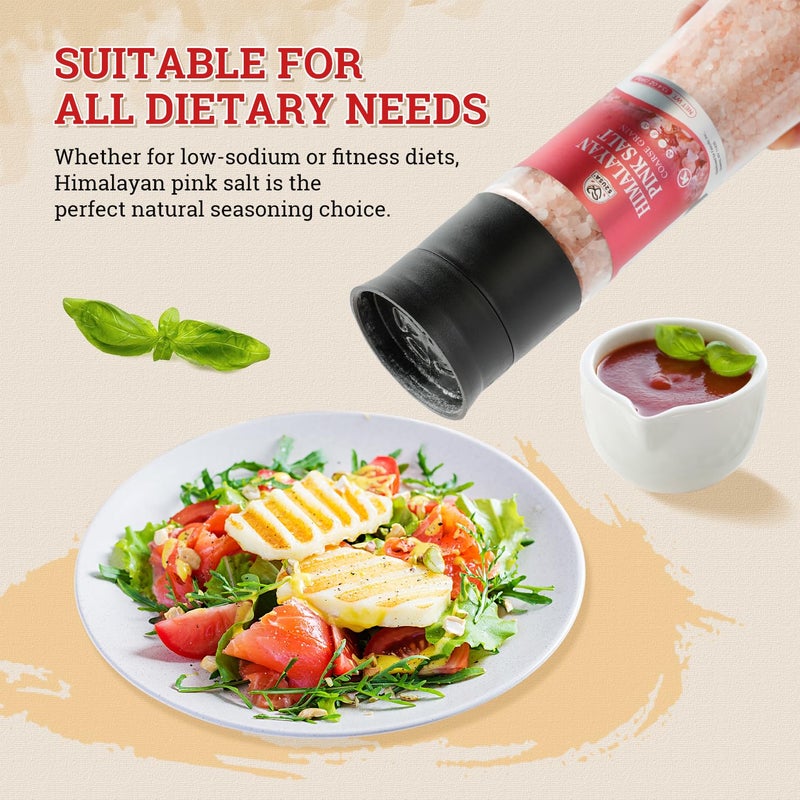 52USA Himalayan Pink Salt Grinder Set, 13.4oz (380g) Coarse Salt, Refillable Grinder Shakers with Adjustable Coarseness - Image 5