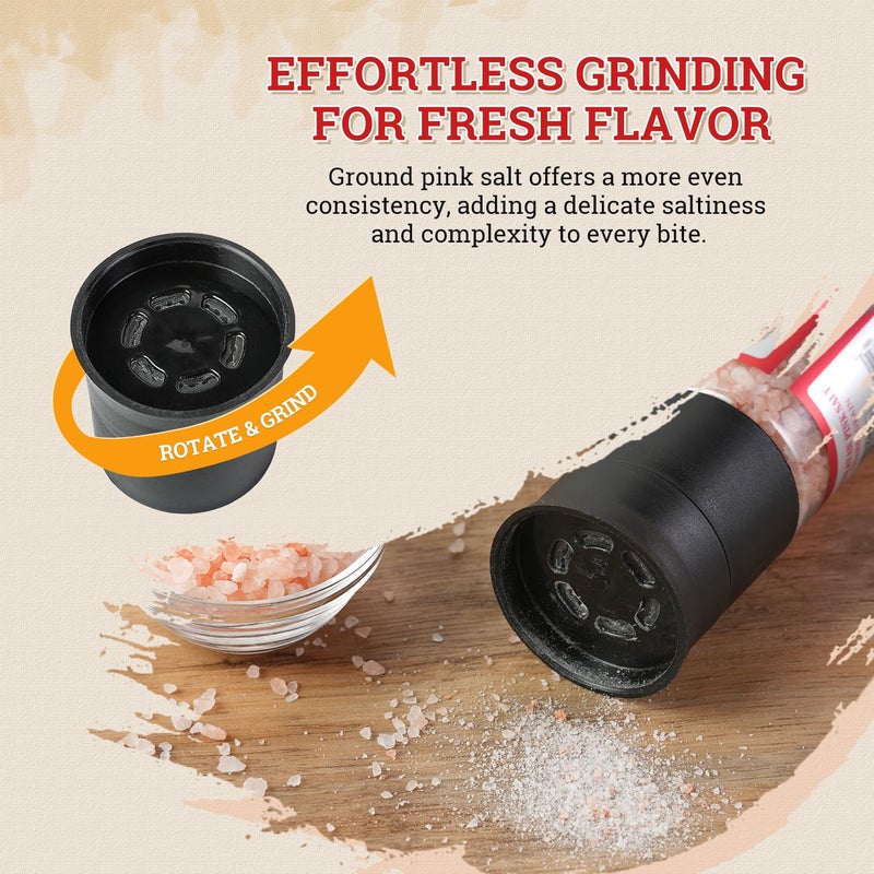 52USA Himalayan Pink Salt Grinder Set, 13.4oz (380g) Coarse Salt, Refillable Grinder Shakers with Adjustable Coarseness - Image 3