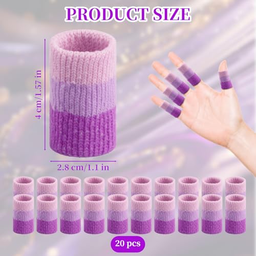 Asofelk 20PCS Crochet Finger Guard, 3.9-Inch Finger Covers Compression Crochet Finger Sleeves for Knitting Finger Protector, Breathable Finger Cushion for Writing - Image 2