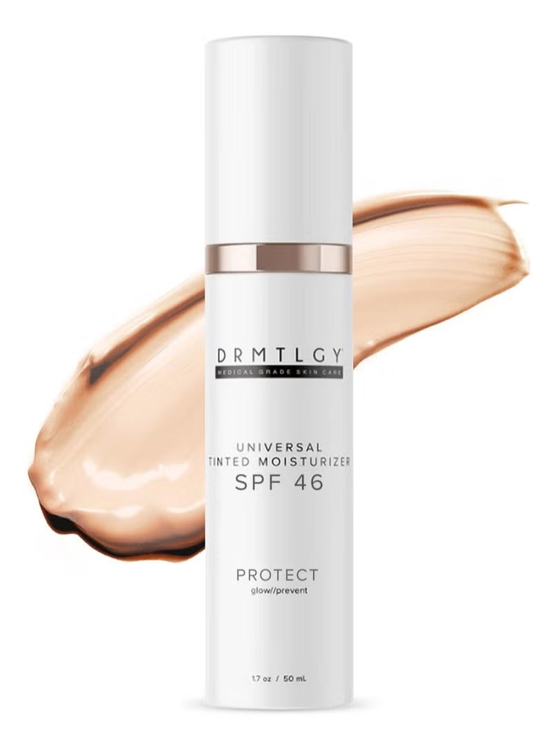 DRMTLGY Anti-Aging Tinted Moisturizer with SPF 46. Universal Tint. All-In-One Light Coverage Dewy Tinted Face Sunscreen with Broad Spectrum Protection Against UVA and UVB Rays. 1.7 oz - Image 1