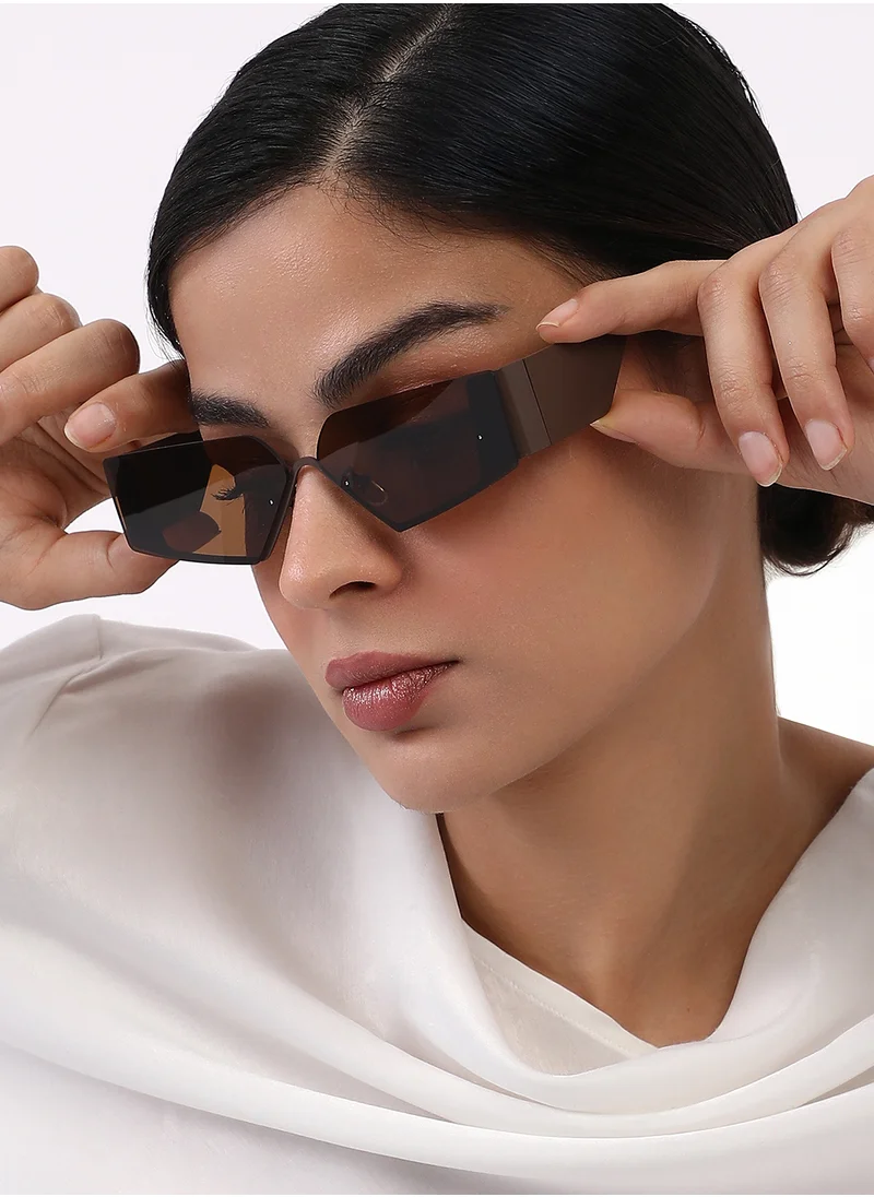 Haute Sauce Women's The Electra Shield Sunglass - Taupe Brown