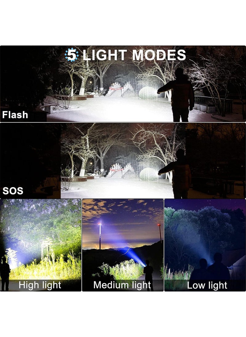 Luteti Luteti Tactical Flashlight LED Rechargeable and Battery Torch Battery Operated Emergency Rechargeable Zoomable Waterproof for Fishing Hiking and Camping  - Image 5