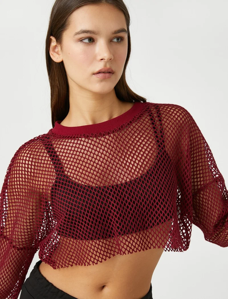 كوتون Ebru Şallı Loves Sports - Sports Sweatshirt with Mesh Window Detail