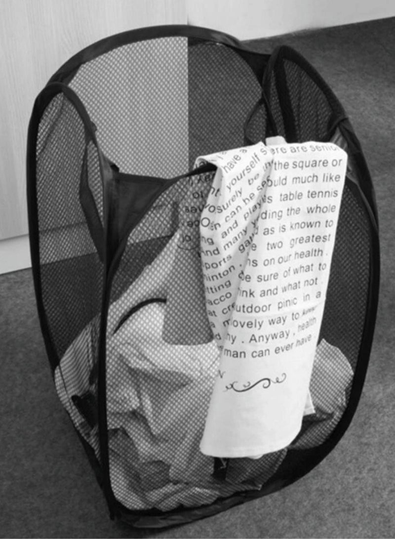 Foldable Black Mesh Laundry Basket with Handles – Large Collapsible Hamper with Breathable Fabric, Sturdy Frame, and Spacious Storage for Dirty Clothes – Ideal for Bedroom, Bathroom, Dorm, and Multi-Room Use – Perfect Easter, Halloween & Christmas Gift - Image 2