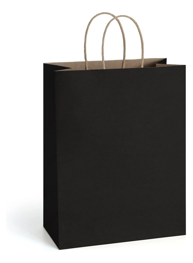 [12 Bags] Kraft Paper Bags With Handles 27 x 21x 11 cm Black Gift Bags For Birthday Party Favors Weddings, Retail, Shopping Bridal - Image 4