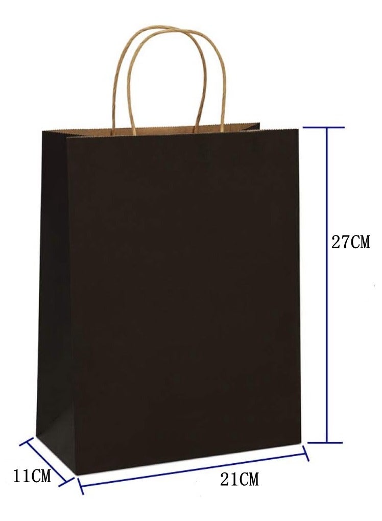 [12 Bags] Kraft Paper Bags With Handles 27 x 21x 11 cm Black Gift Bags For Birthday Party Favors Weddings, Retail, Shopping Bridal - Image 1