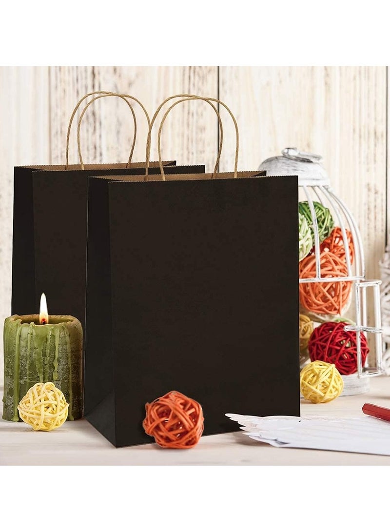 [12 Bags] Kraft Paper Bags With Handles 27 x 21x 11 cm Black Gift Bags For Birthday Party Favors Weddings, Retail, Shopping Bridal - Image 2