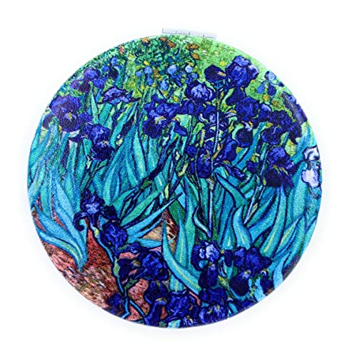 Aeisage Pocket Mirror for Women Small Travel Mirror Magnifying Van Gogh Irises Flower Purse Mirror Compact Unique Gift for Artistic Mom - Image 3