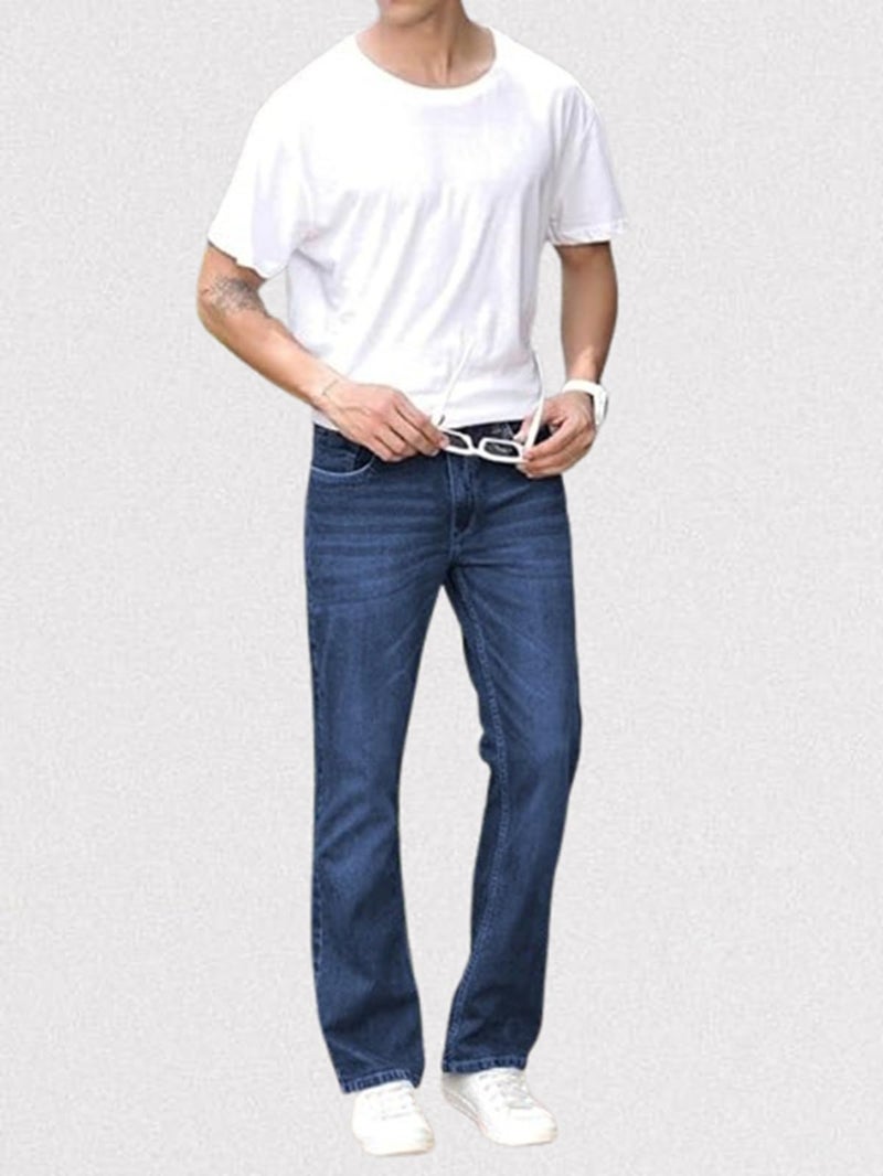 Ben Martin Men's Smart Fit Stretchable Jeans || Dark Blue Mid-Rise Denim Pants with Whisker Wash || Premium Casual Wear Jean for Men || 5 Pocket Jean's for Men's – Size 34 (1) - Image 5