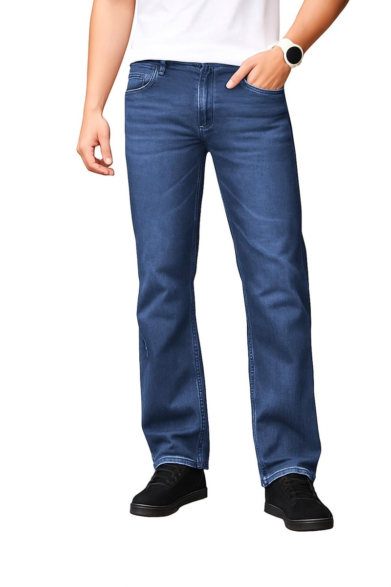 Ben Martin Men's Smart Fit Stretchable Jeans || Dark Blue Mid-Rise Denim Pants with Whisker Wash || Premium Casual Wear Jean for Men || 5 Pocket Jean's for Men's – Size 34 (1) - Image 1