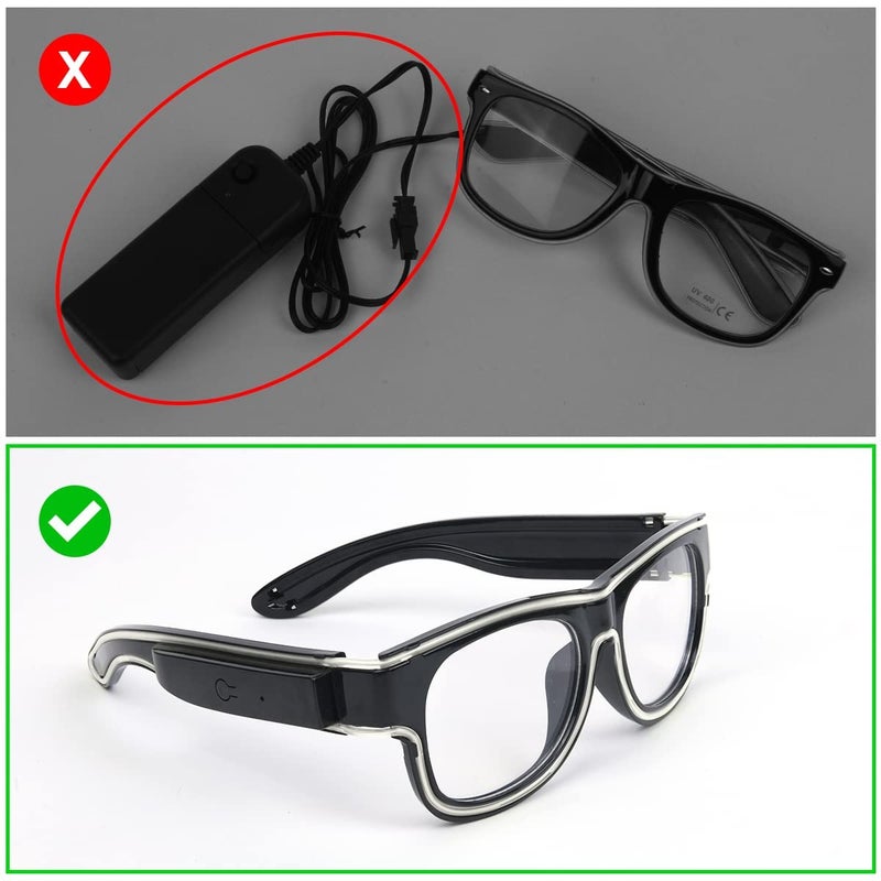 Ainiv Wireless Light Up Glasses - 3 Flash Modes LED Luminous Neon Party Rave Glow in the Dark for Parties, DJ, EDM, 80s, Halloween, Christmas, Festival, Carnival, Birthday - Image 4