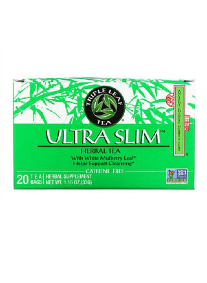 Triple Leaf Tea, Ultra Slim, Herbal Tea, With White Mulberry Leaf, Caffeine-Free, 20 Tea Bags, 1.16 oz (33 g) - Image 1