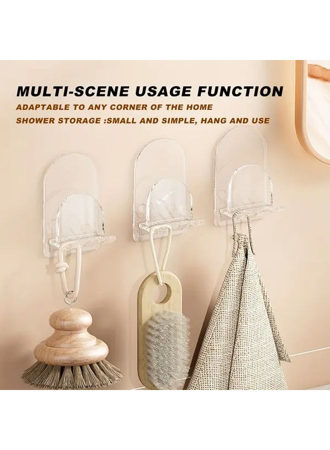 Self Adhesive Wall Mounted Toothbrush Rack 4Pcs Transparent White Bathroom Storage - Image 5