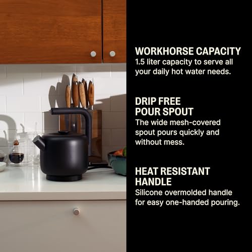 Fellow Electric Clyde Kettle - 1.5 Liter Capacity - Modern Twist On Stovetop Design, All-Purpose, Stainless Steel - Warm Water for Ramen, Oatmeal, Tea, Coffee & more - Large Capacity - Image 2