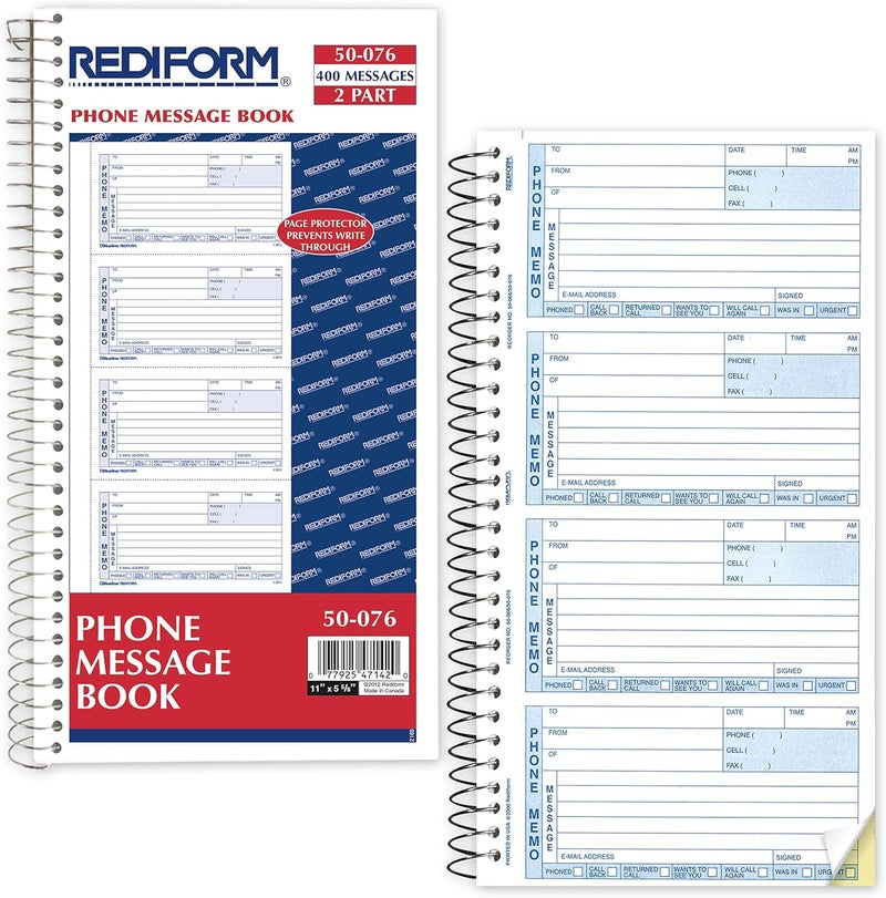 Rediform Telephone Message Book, Two-Part Carbonless, 5 x 2.75, 4 Forms/Sheet, 400 Forms Total - Image 3