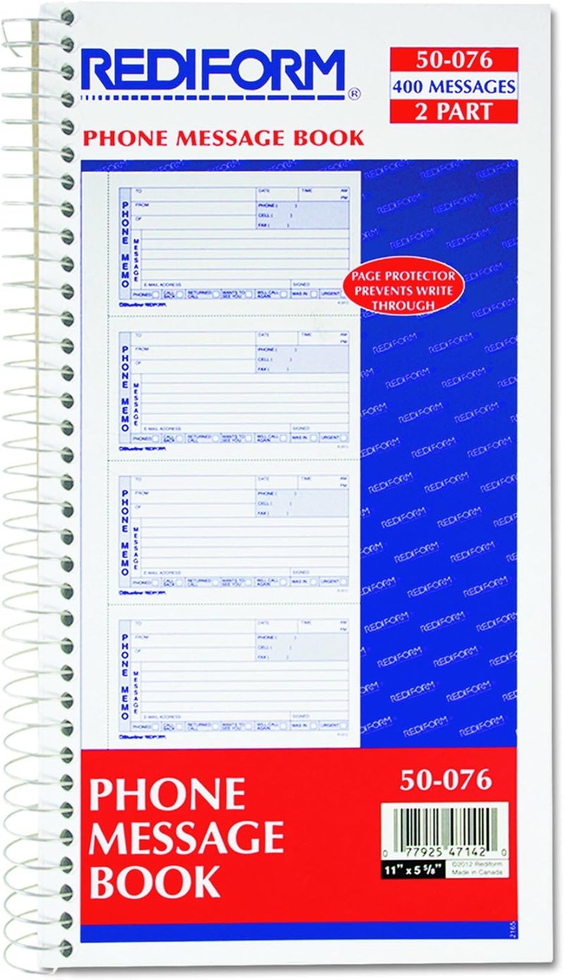 Rediform Telephone Message Book, Two-Part Carbonless, 5 x 2.75, 4 Forms/Sheet, 400 Forms Total - Image 2
