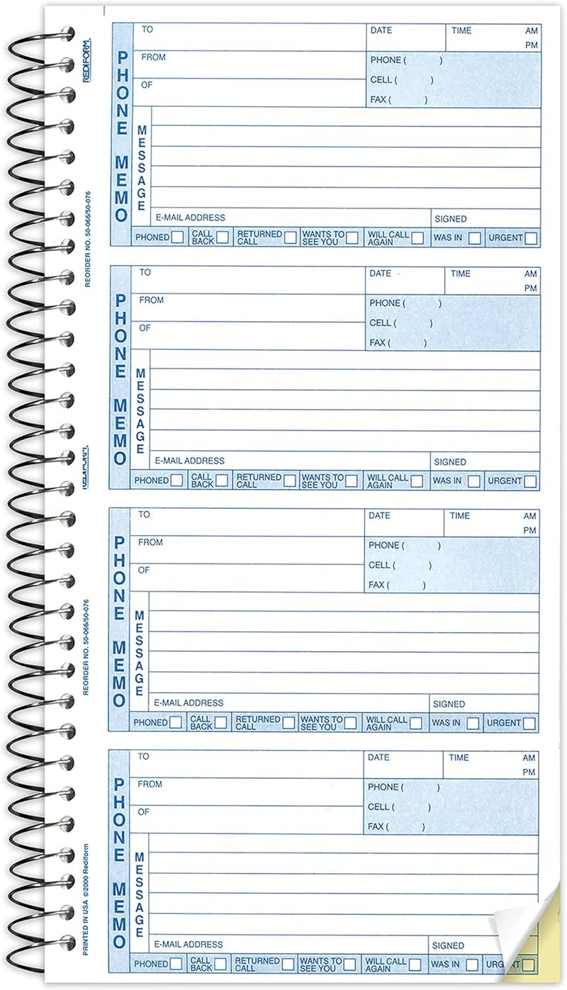 Rediform Telephone Message Book, Two-Part Carbonless, 5 x 2.75, 4 Forms/Sheet, 400 Forms Total - Image 4