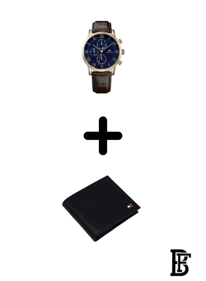 TOMMY HILFIGER Tommy Hilfiger Leather Chronograph Watch 1791399 + Tommy Wallet  - Image 1