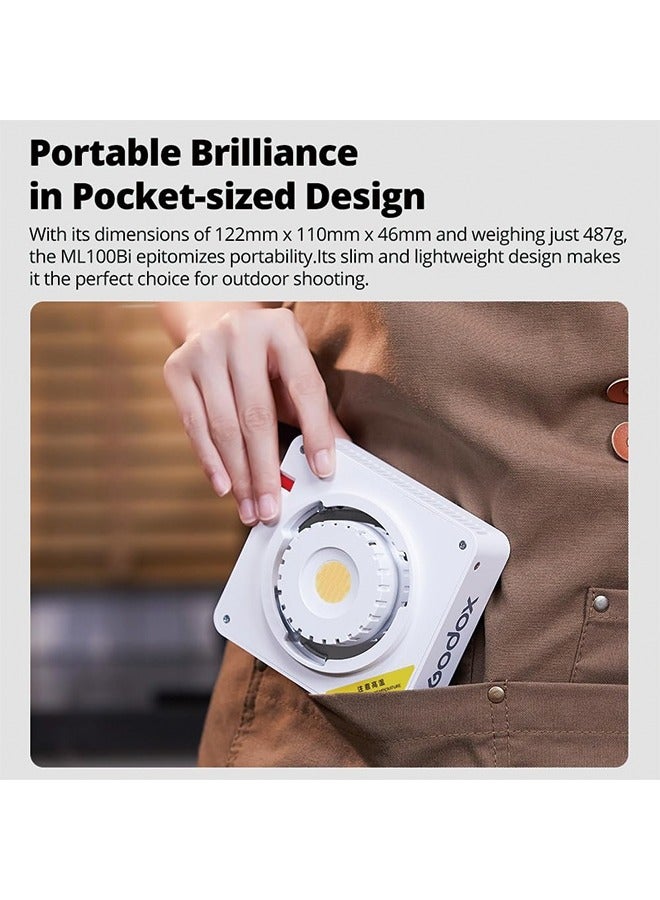 Godox ML100Bi 100W LED Video Light, 2800K-6500K Bi-Color Video Lighting Kit, 34300 Lux CRI 97+/TLCI 98+, APP Control, USB-C Charging, 11 FX Effects, for Filming/Live Streaming/Outdoor Photography - Image 3