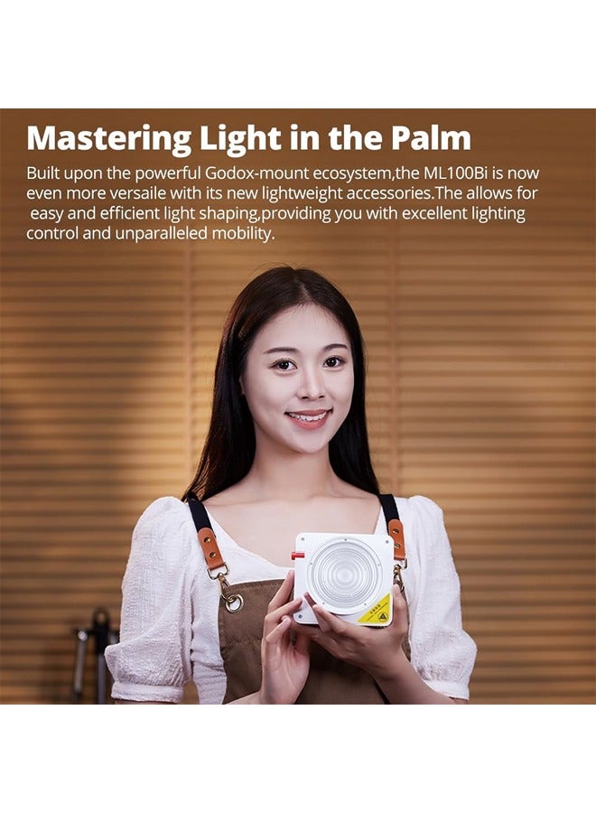 Godox ML100Bi 100W LED Video Light, 2800K-6500K Bi-Color Video Lighting Kit, 34300 Lux CRI 97+/TLCI 98+, APP Control, USB-C Charging, 11 FX Effects, for Filming/Live Streaming/Outdoor Photography - Image 5